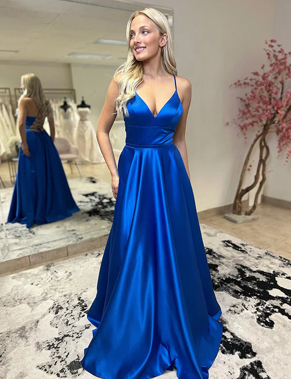 Royal Blue sequin slim shoulder mermaid long ball dress