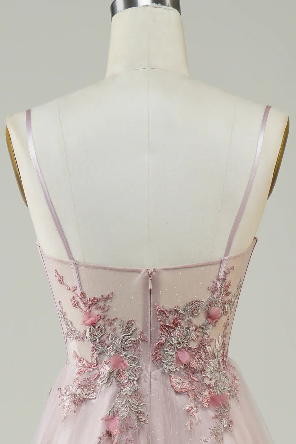 DingJiDress Blush Corset A-Line Long Prom Dress with Flowers