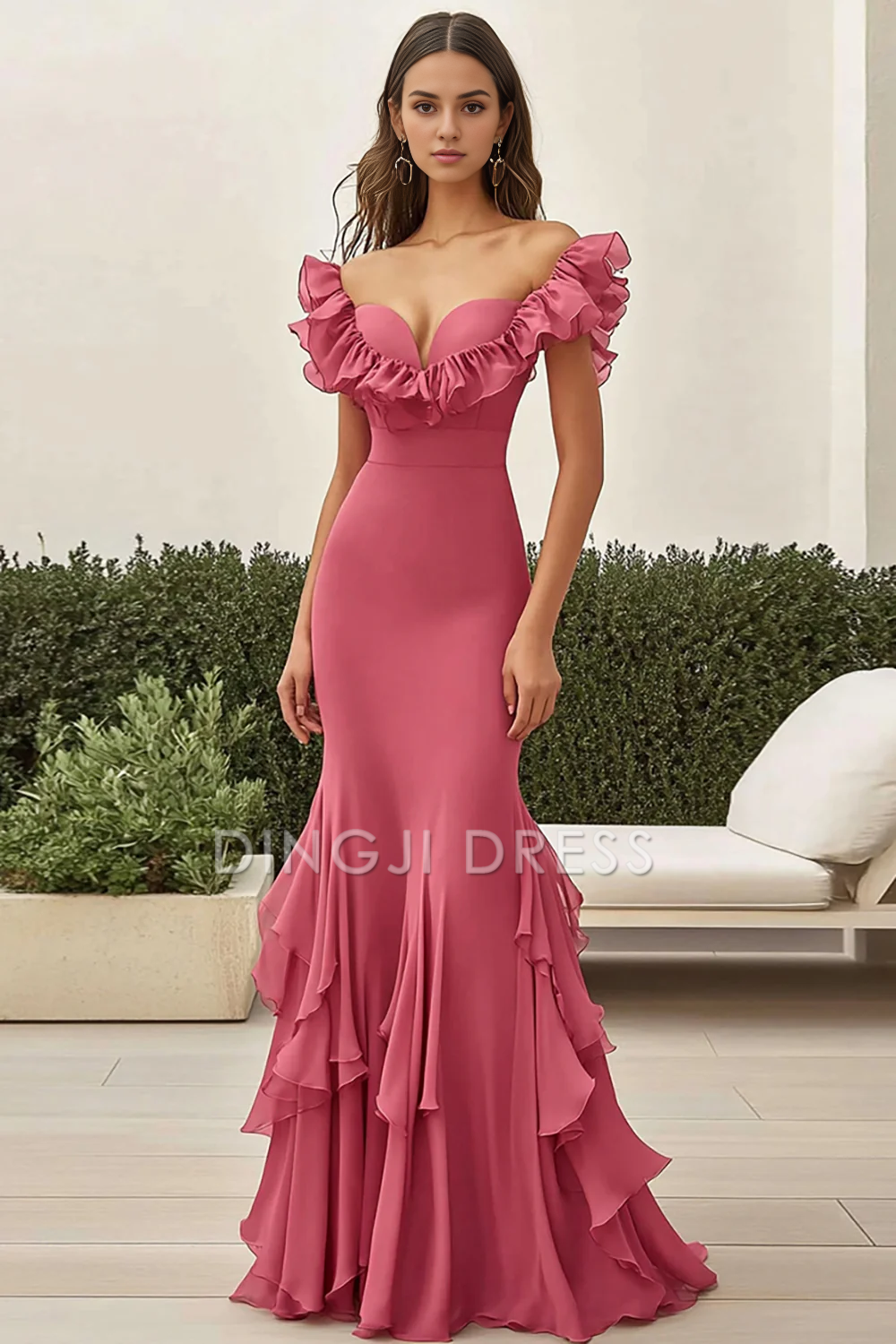 DingJiDress High Quality Dress Exquisite Mermaid Sweetheart Long With Ruffles Unique Prom Dress