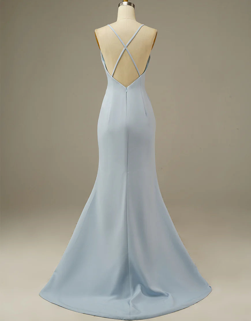 Simple light blue mermaid dance dress