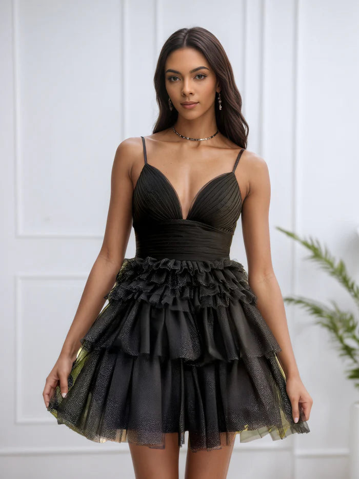 Spaghetti Straps Layers Tulle Candy Pink Sleeveless Homecoming Dress