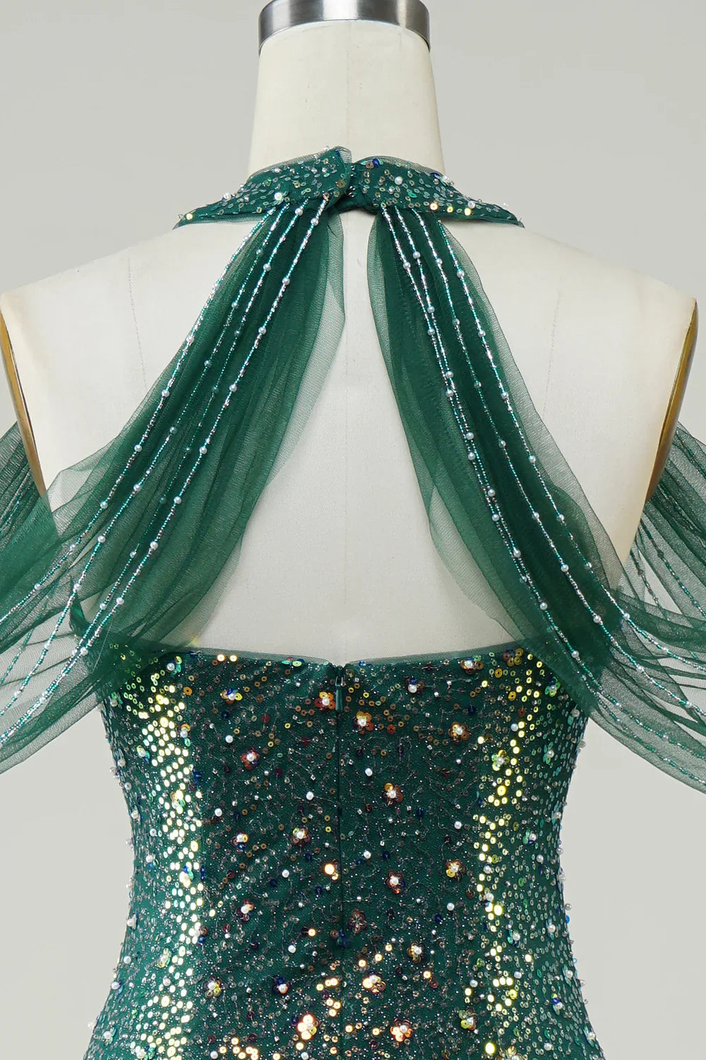 DingJiDress Sparkly Dark Green Sequin Mermaid Long Prom Dress
