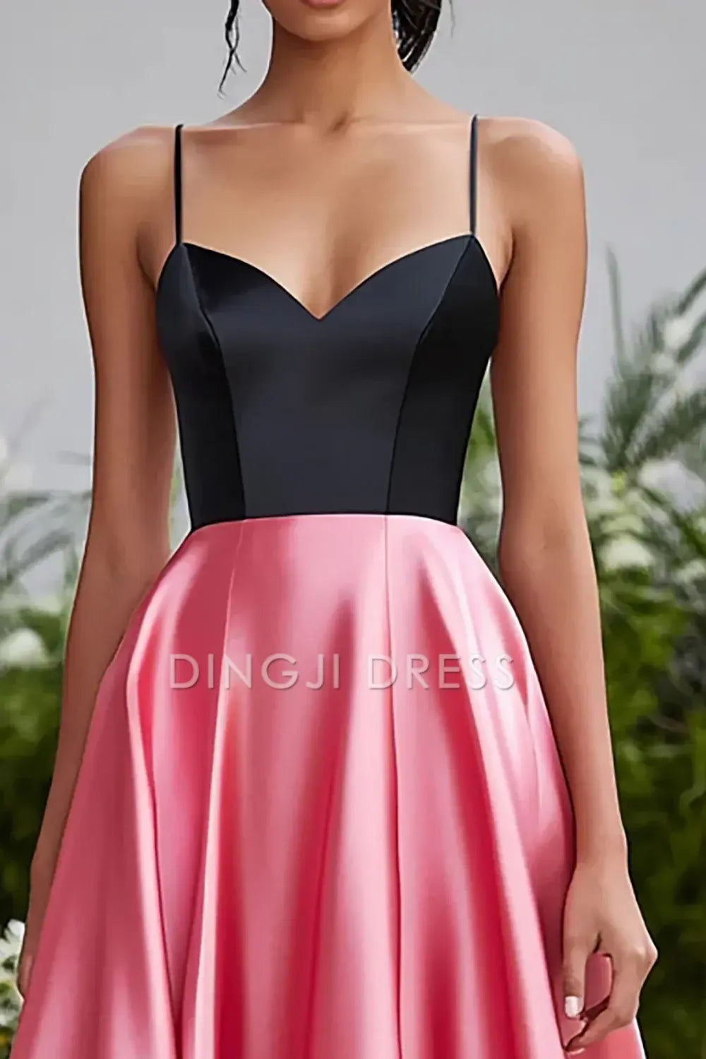 DingJiDress High Quality Dress A Line Sweetheart Spaghetti Straps Elegant Simple Satin Long Prom Dress