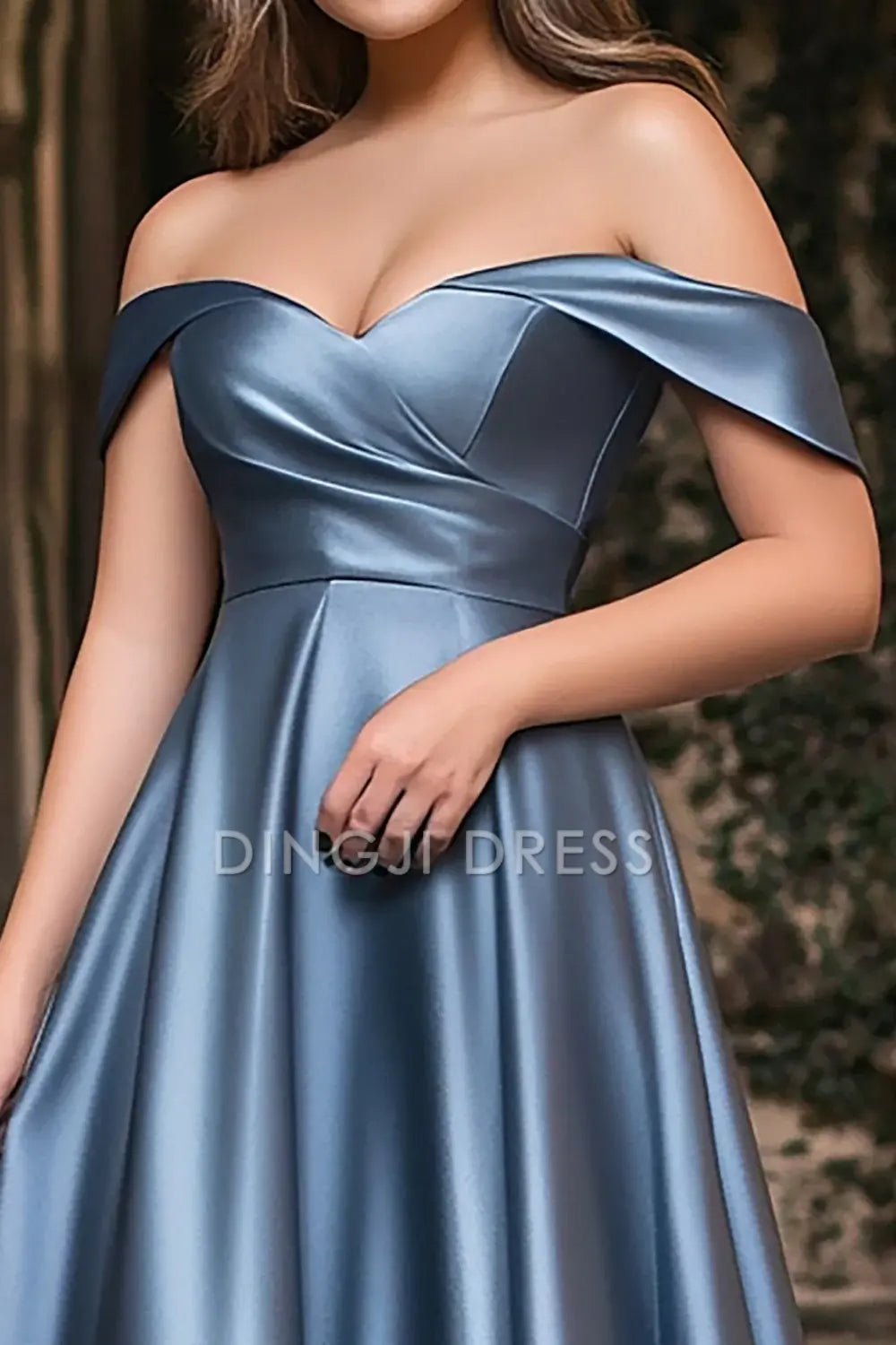 DingJiDress High Quality Dress Elegant A Line Off The Shoulder Satin Long Fashion Prom Dress