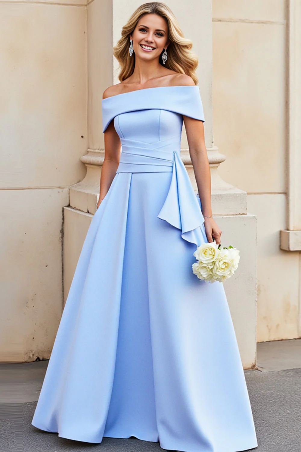 DingJiDress High Quality Dress A Line Off The Shoulder Satin Pleated Elegant Long Prom Dress