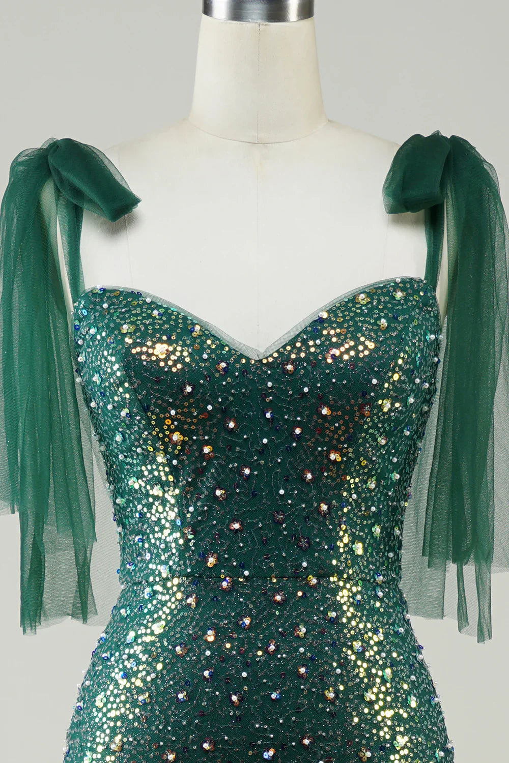 DingJiDress Sparkly Dark Green Mermaid Sequin Long Prom Dress with Slit