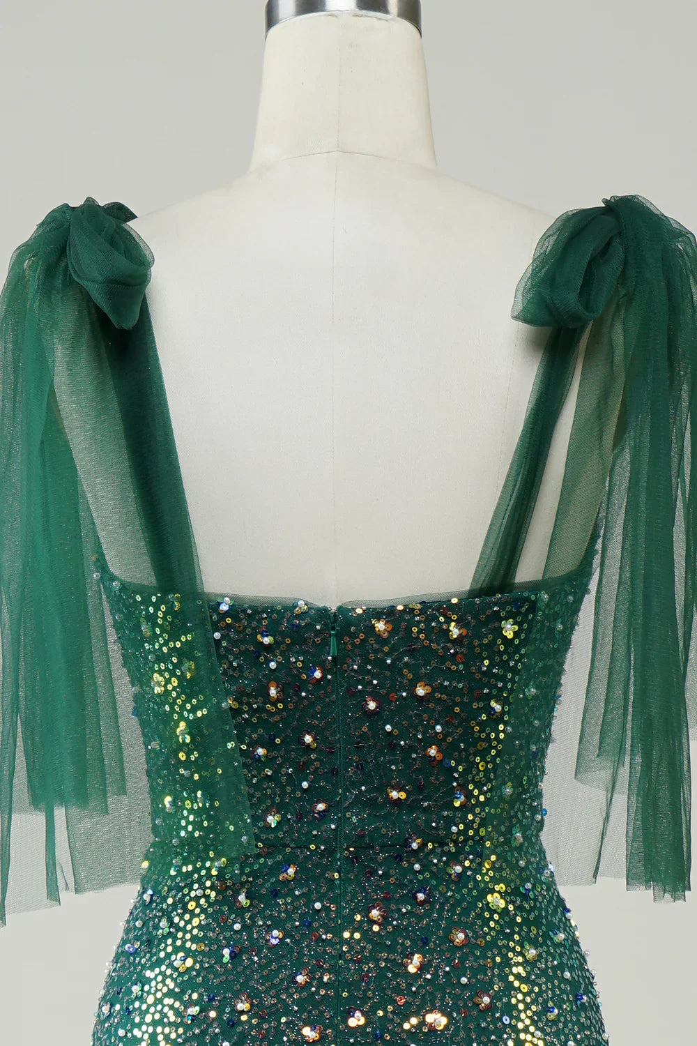 DingJiDress Sparkly Dark Green Mermaid Sequin Long Prom Dress with Slit