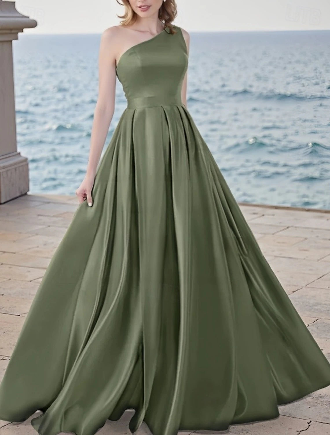 A-Line Evening Gown Elegant Dress Evening Party Black Tie Gala Floor Length Sleeveless V Neck Chiffon with Pleats Pocket