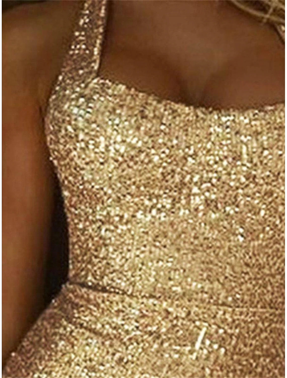 Women's Sequin Dress Prom Dress Party Dress Sequins Split Halter Neck Sleeveless Birthday Vacation Gold Summer Spring