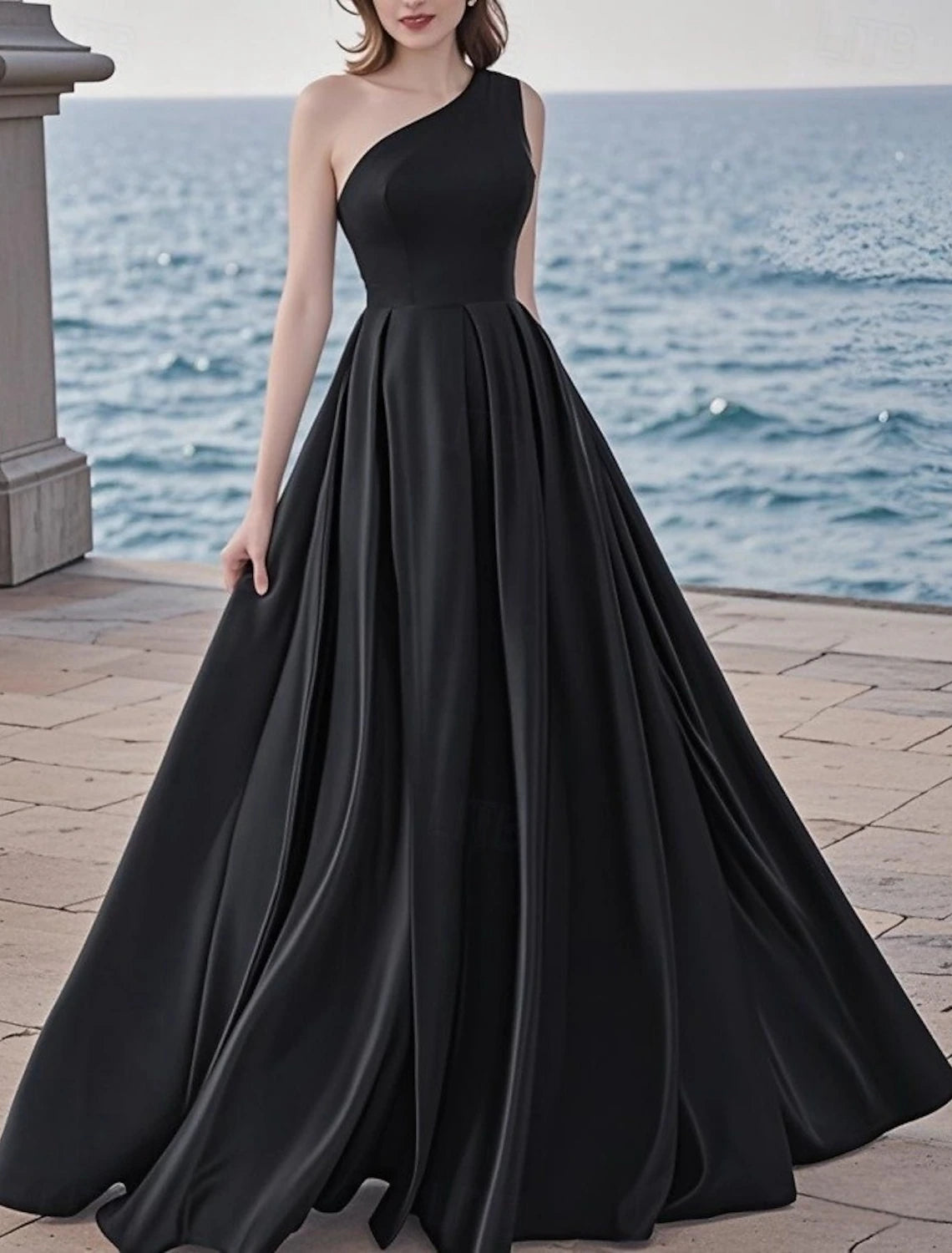 A-Line Evening Gown Elegant Dress Evening Party Black Tie Gala Floor Length Sleeveless V Neck Chiffon with Pleats Pocket