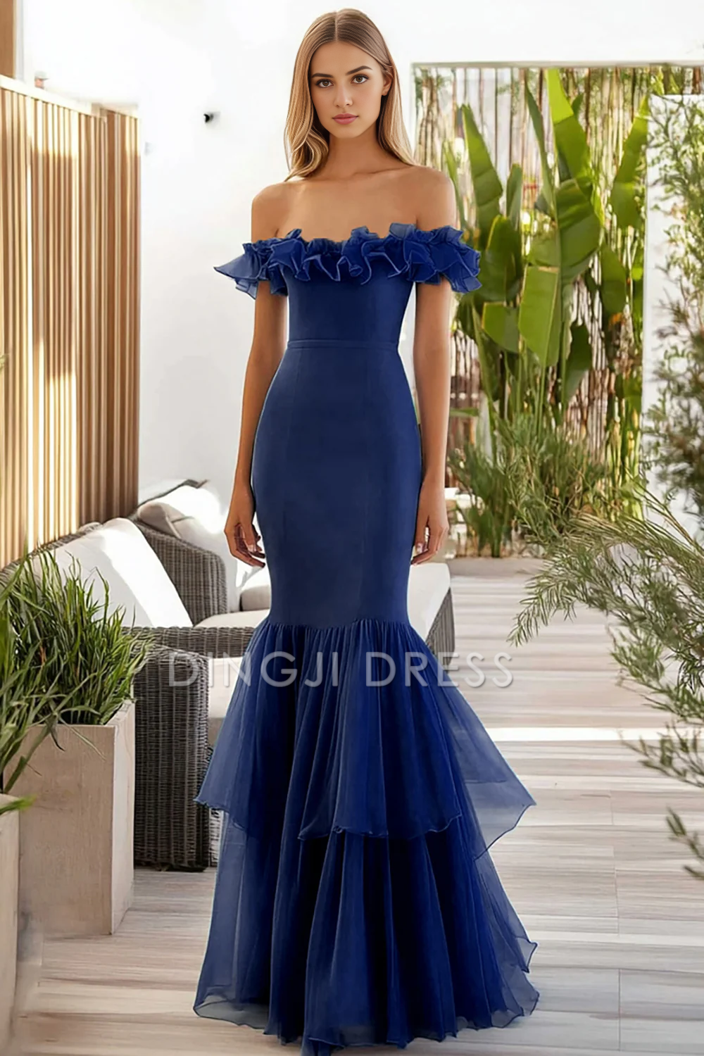 DingJiDress High Quality Dress Fashion Mermaid Off The Shoulder Ruffles Exquisite Long Prom Dress