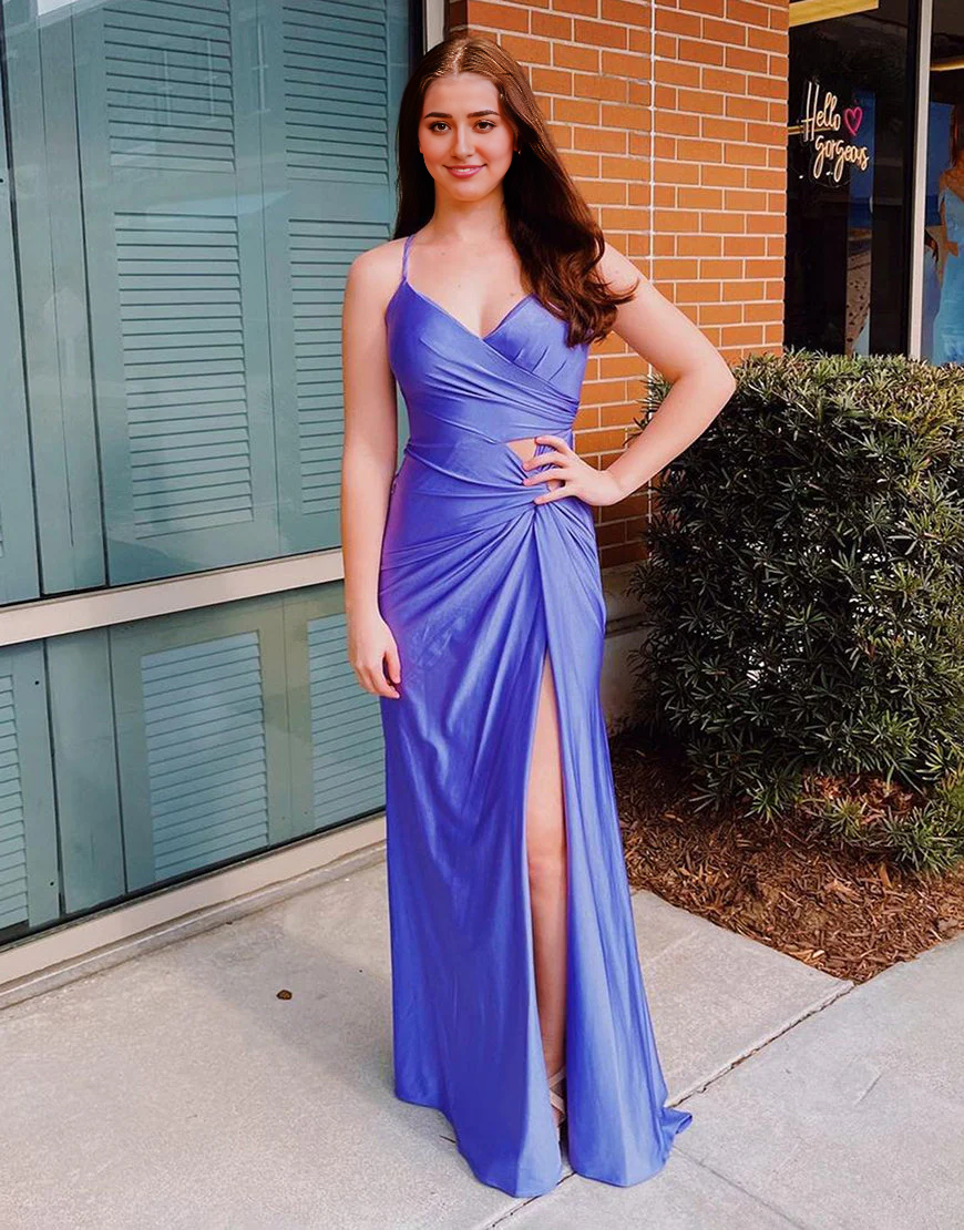 DingJiDress Evening Dress Sheath Spaghetti Straps Corset Back Prom Dress Backless Side Fork Formal Wear Dresses Wedding Guest Dresses