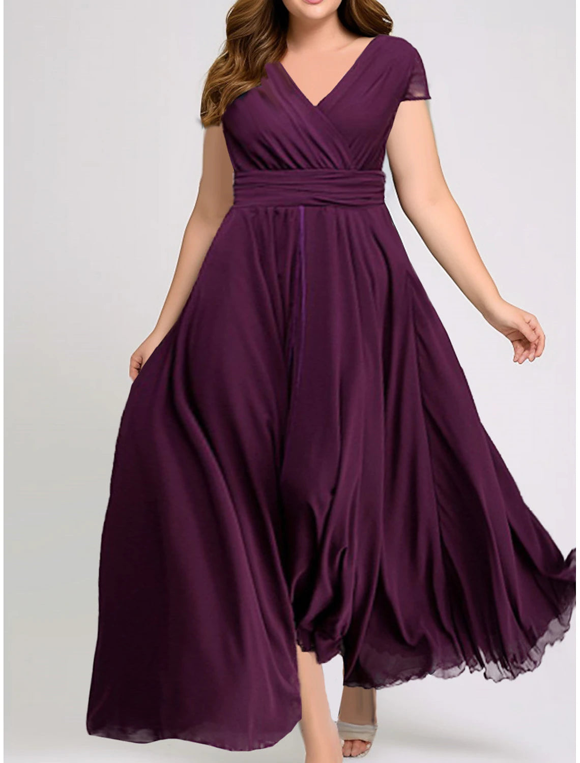 Women's Plus Size Prom Dress Party Dress Ruched V Neck Short Sleeve Vacation Black White Summer Spring