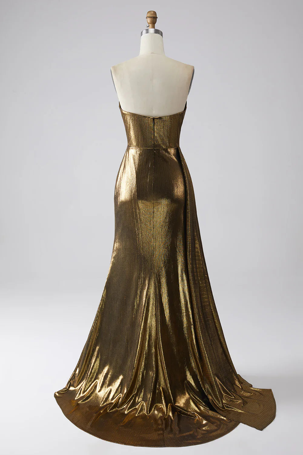 DingJiDress Sparkly Mermaid Golden Long Prom Dress with Slit
