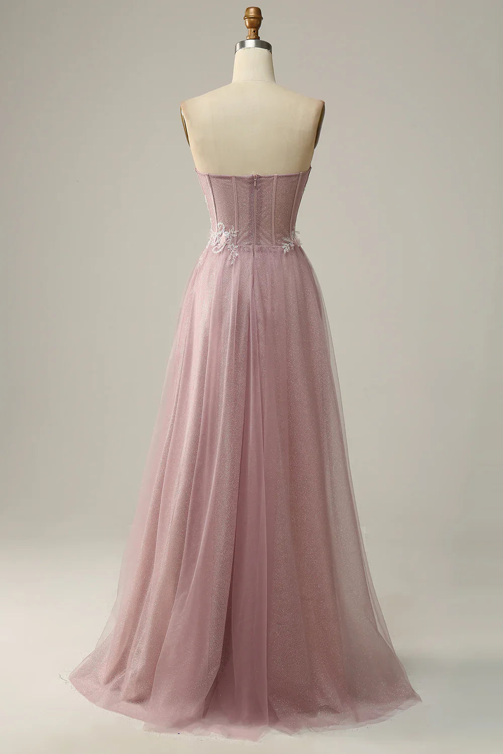 DingJiDress A Line Sweetheart Grey Purple Long Prom Dress with Appliques