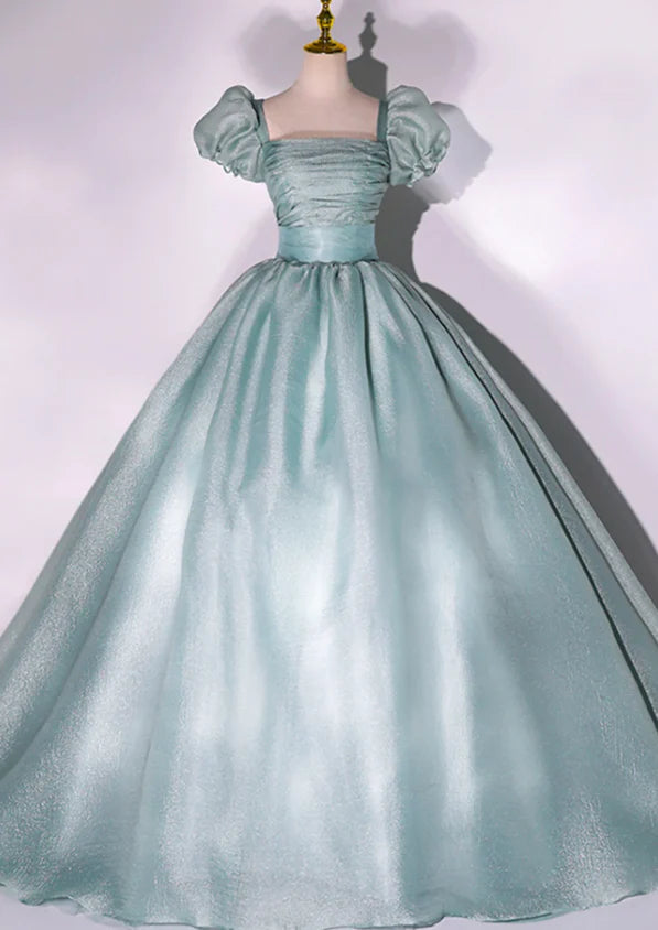 Green tulle long A line ball gown dress fashion dress