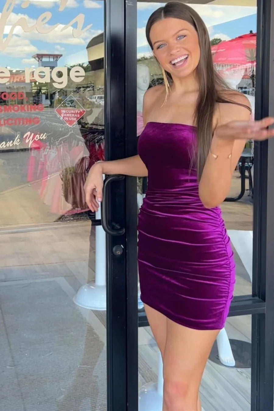 Wine Red Velvet Strapless Short Homecoming Dress