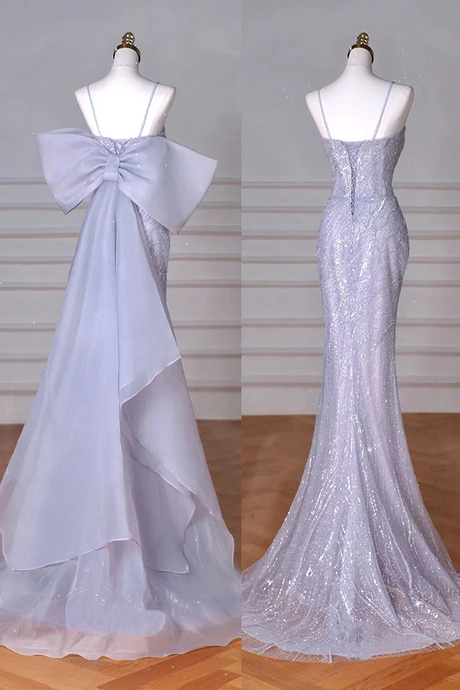 French purple sling high-end fishtail evening dress