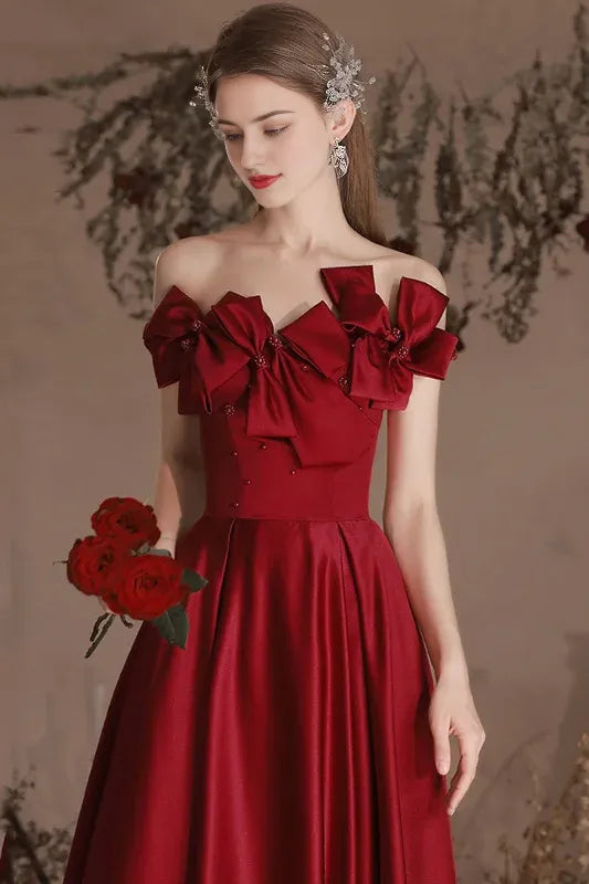 Wine red evening dress