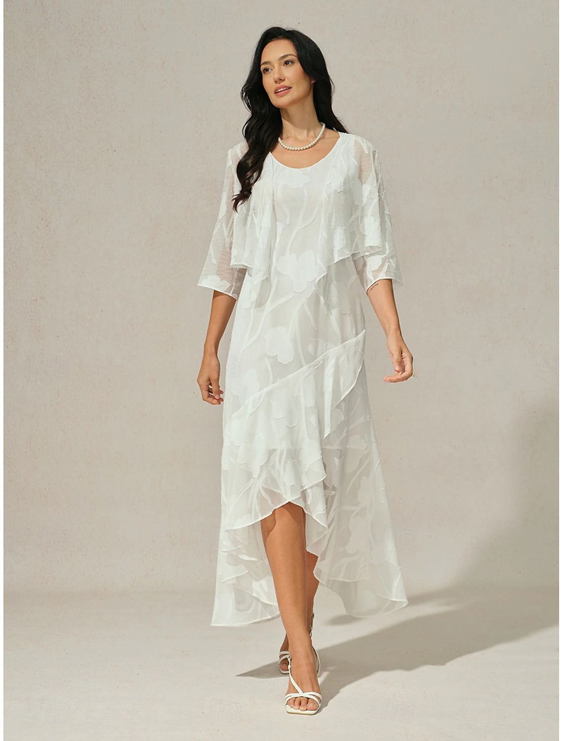 Women's Maxi Dress Ruffle Dress Elegant Wedding Wedding Guest Evening Party Regular Fit Floral Sleeveless U Neck White Summer Spring