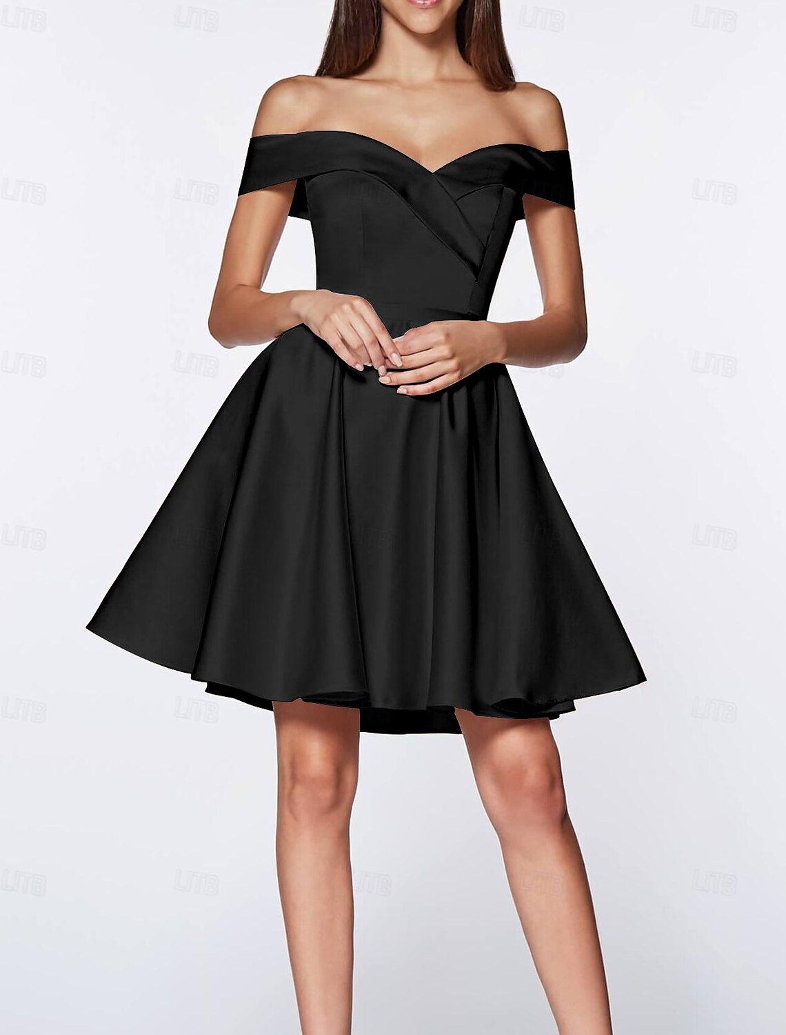 Ball Gown A-Line Cocktail Dresses Little White Dress Bridal Shower Dresses Bridal Shower Dress Dress Homecoming Graduation Short Mini Sleeveless Off Shoulder Satin with Crystals&nbsp;