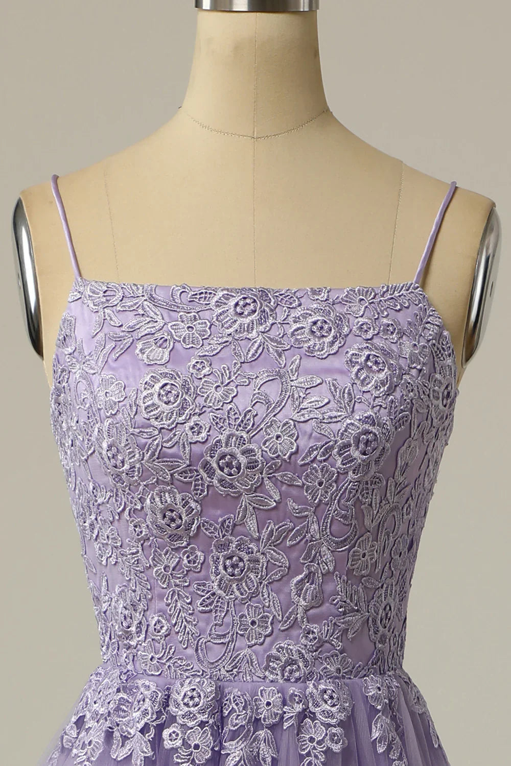 DingJiDress A Line Strapless Light Purple Long Prom Dress with Appliques