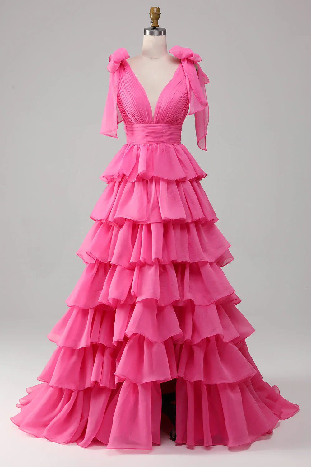 DingJiDress Prom Dress A-Line V-Neck Pleated layered Backless Long Formal Women's Dresses Wedding Guests Dresses
