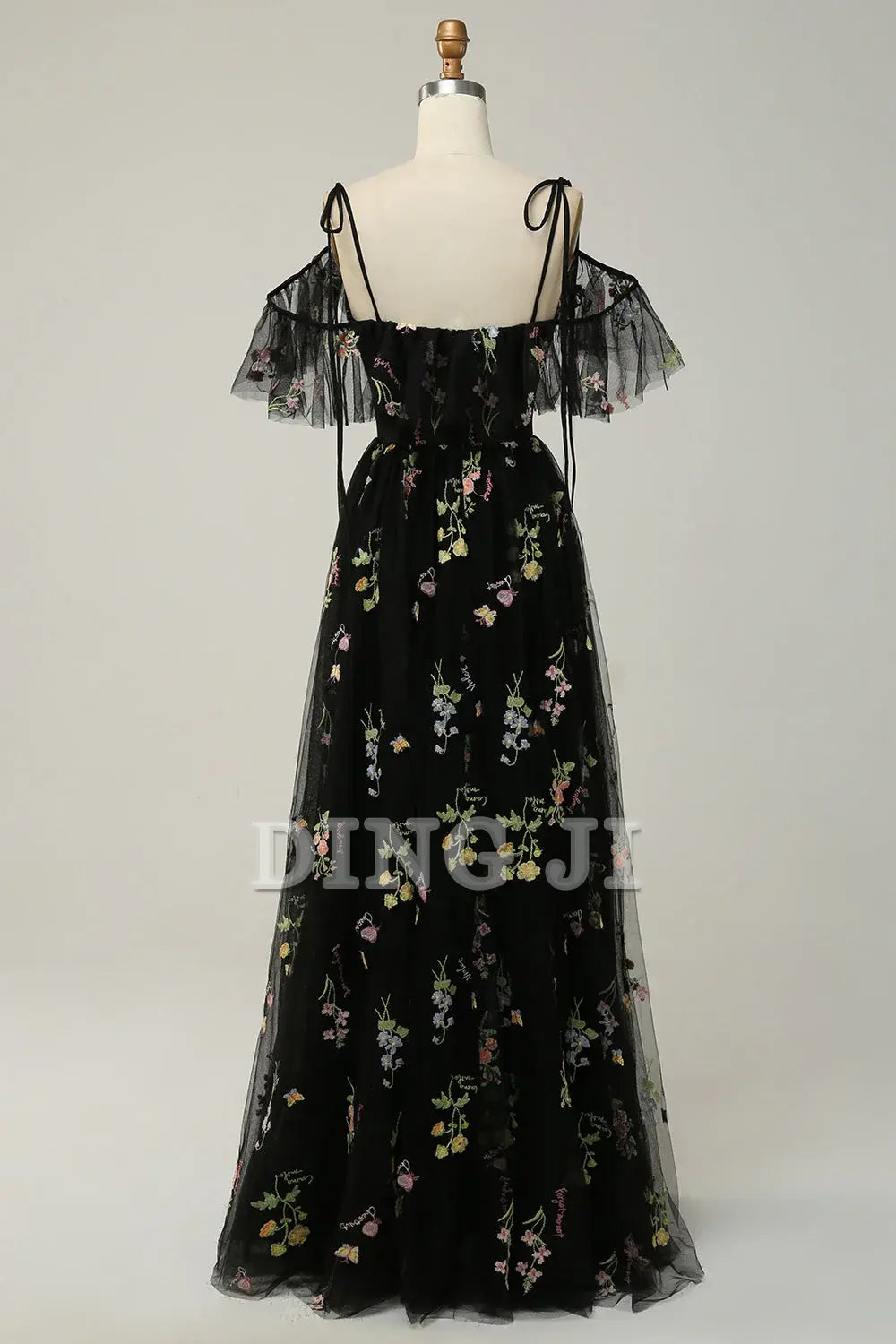 DingJiDress Prom Dress A-Line V-Neck Spaghetti Straps Ruched Embroidery Lace Sweet Formal Women's Dresses Wedding Guests Dresses