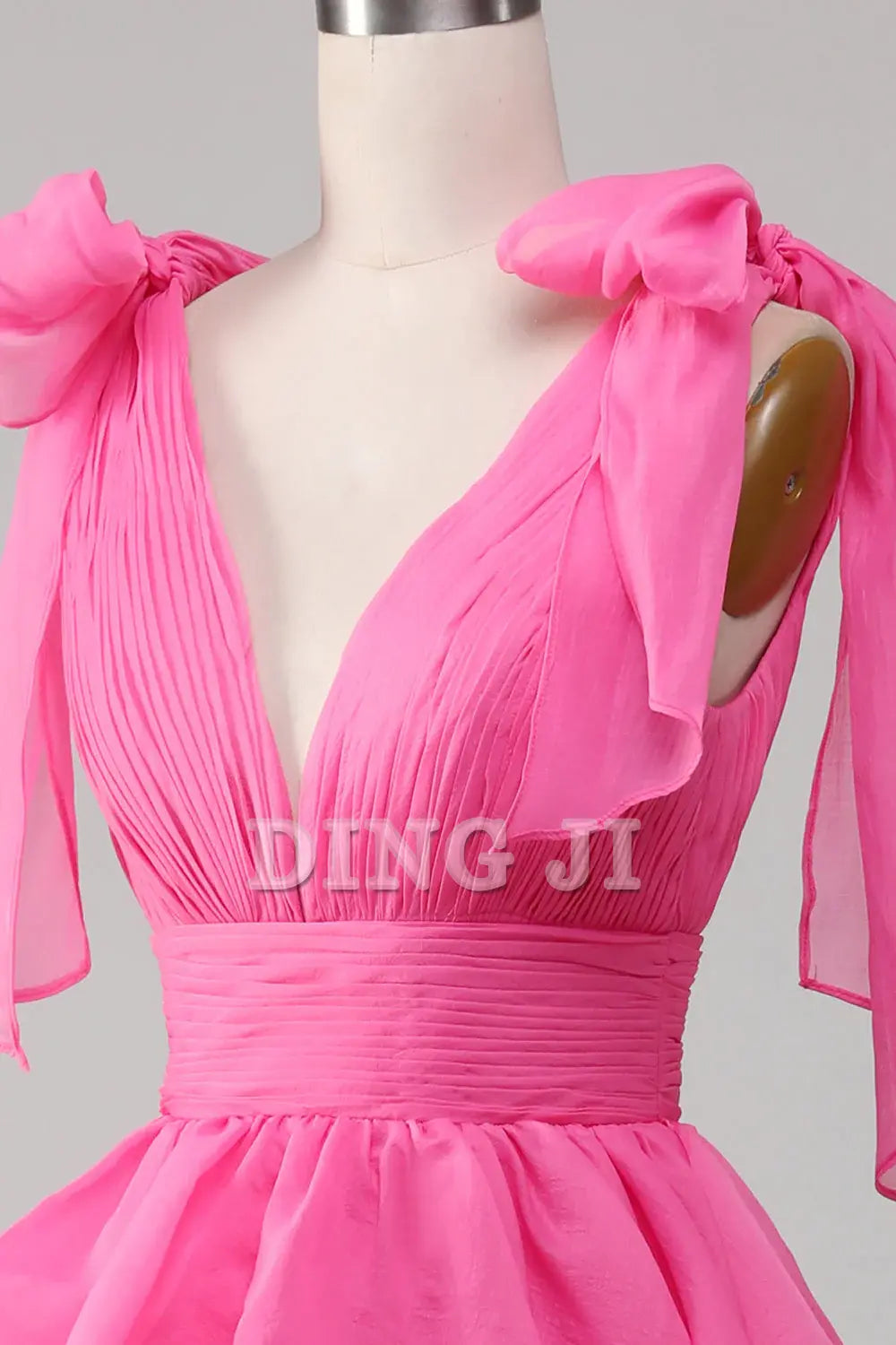 DingJiDress Prom Dress A-Line V-Neck Pleated layered Backless Long Formal Women's Dresses Wedding Guests Dresses