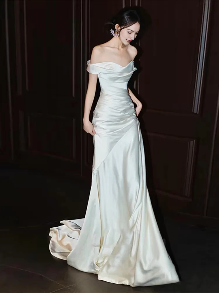 DingJiDress Formal Women's Dresses Off The Shoulder Mermaid Cultivate oneself Long Luxury Wedding Dress