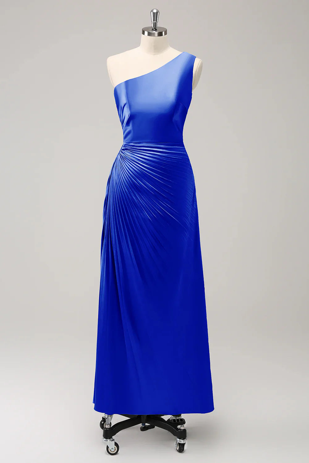 DingJiDress Dark Green Evening Dress Sheath One Shoulder Satin Long Bridsmaid Dress