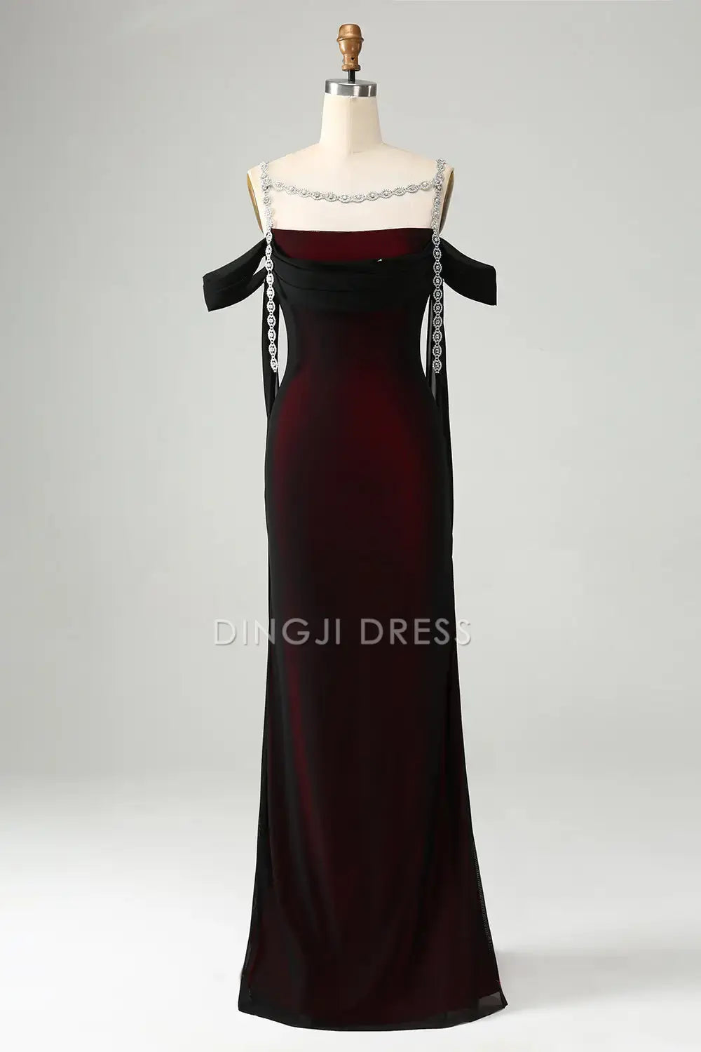 DingJiDress Hot Sale Prom Dress Exquisite Mermaid Cold Shoulder Pleated Beadwork Sparkly Long Formal Dresses