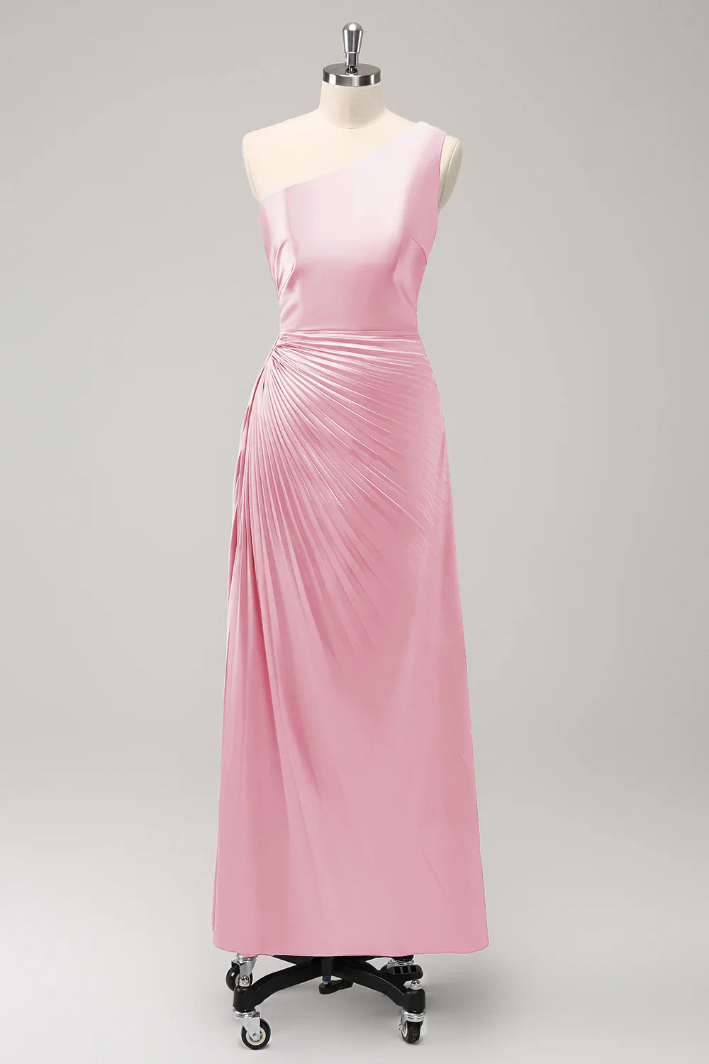 DingJiDress Dark Green Evening Dress Sheath One Shoulder Satin Long Bridsmaid Dress