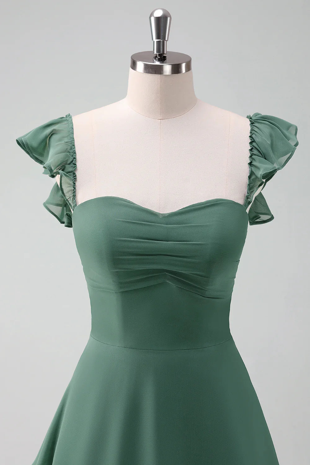 DingJiDress Eucalyptus A Line Evening Dress Off The Shoulder Tiered Long Bridesmaid Dress with Ruffles