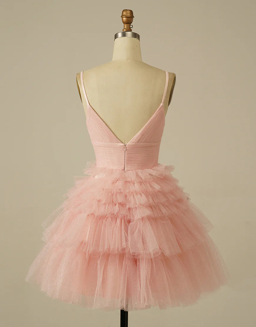 A-line Tiered Short Homecoming Dress