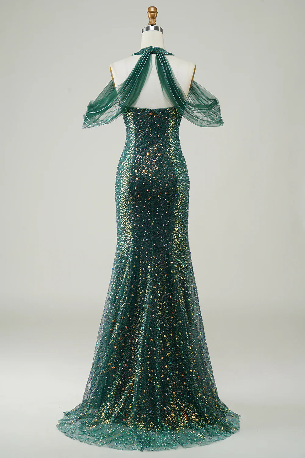 DingJiDress Sparkly Dark Green Sequin Mermaid Long Prom Dress