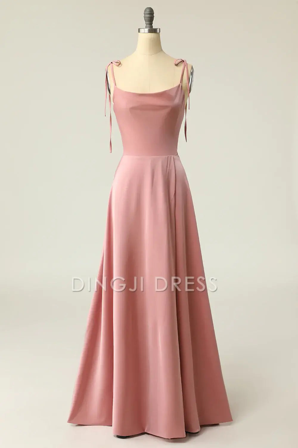 DingJiDress Simple A Line Spaghetti Straps Backless Side Fork Long Fashion Prom Dress