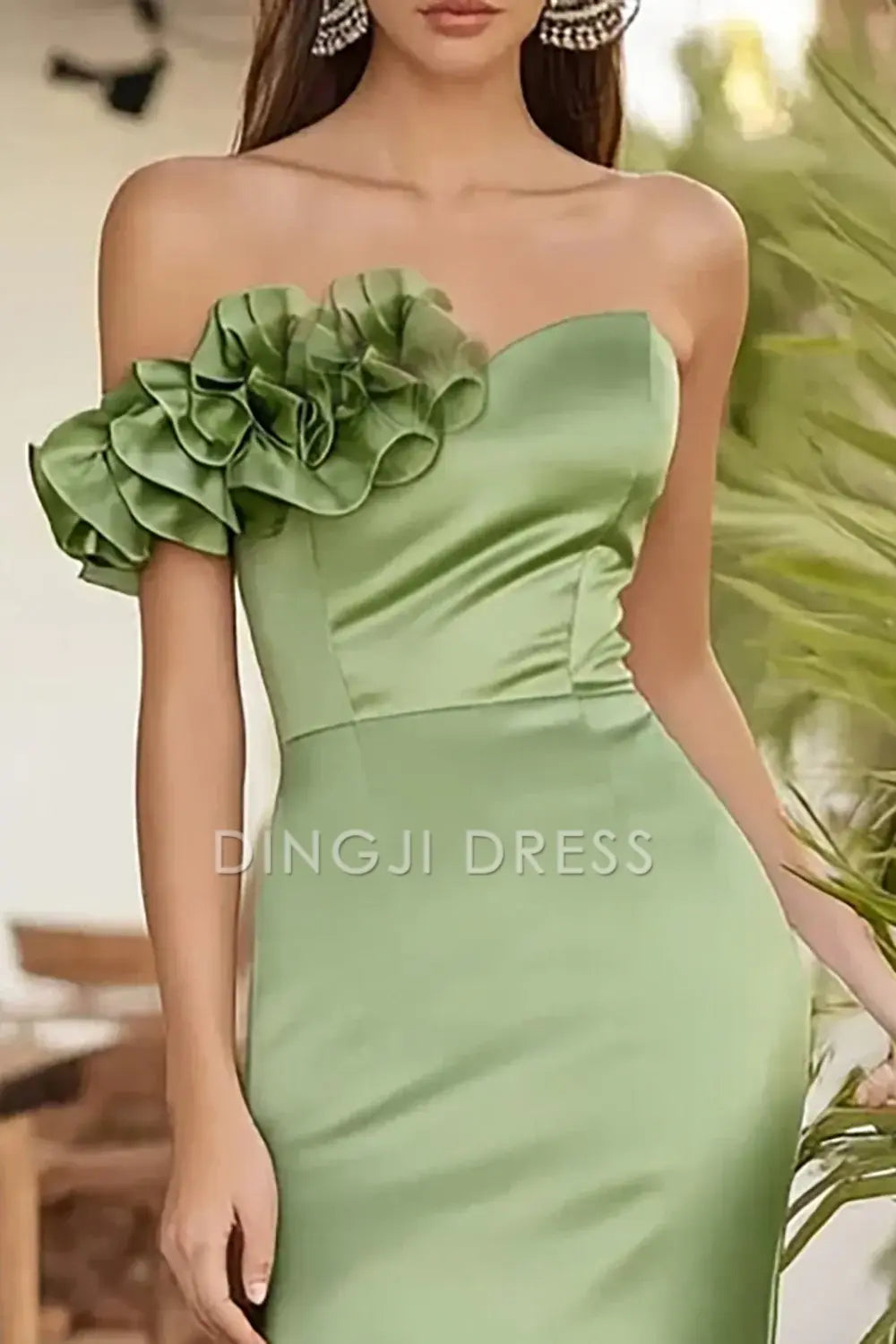 DingJiDress High Quality Dress Mermaid One Shoulder Ruched Exquisite Satin Long Prom Dress