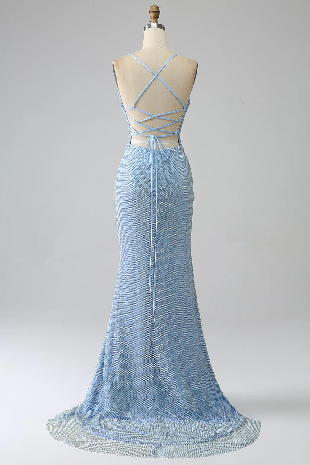 Light purple sequined one shoulder Huatuo train long slit dance dress