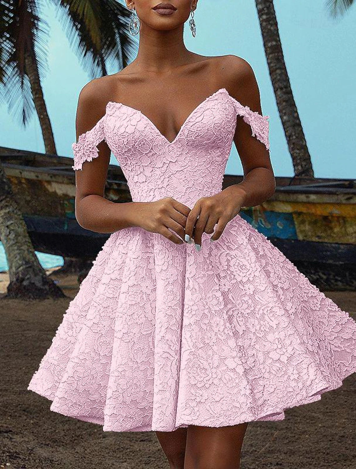 A-Line Cocktail Dresses Elegant Dress Wedding Cocktail Party Short Mini Short Sleeve V Neck Fall Wedding Reception Lace with Embroidery