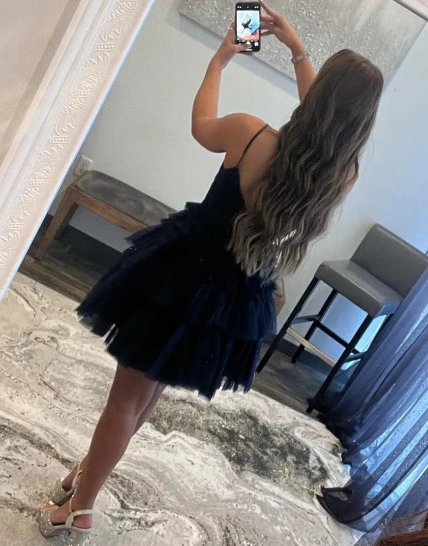 A-line Tiered Short Homecoming Dress