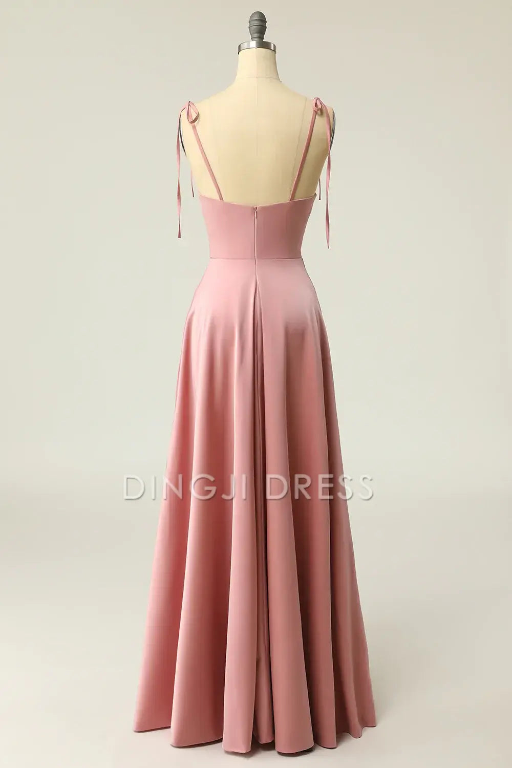 DingJiDress Simple A Line Spaghetti Straps Backless Side Fork Long Fashion Prom Dress