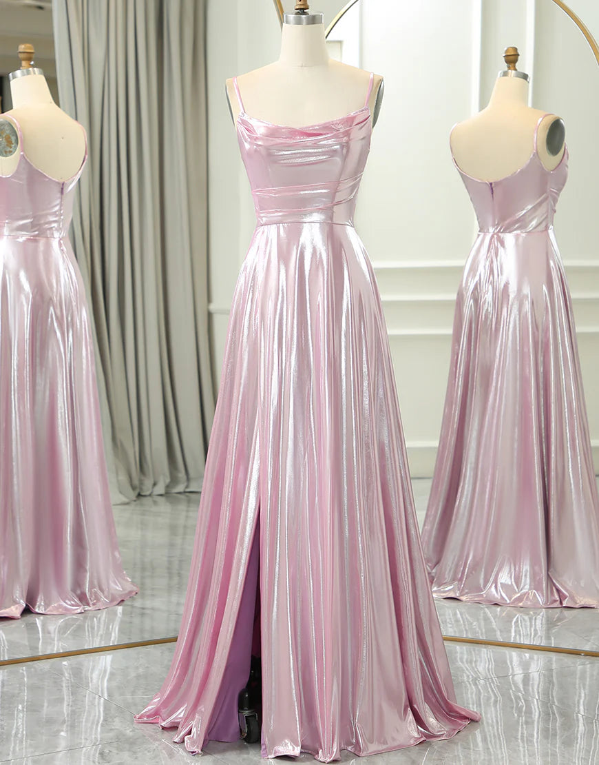 Pink A-line version long slim shoulder ball dress