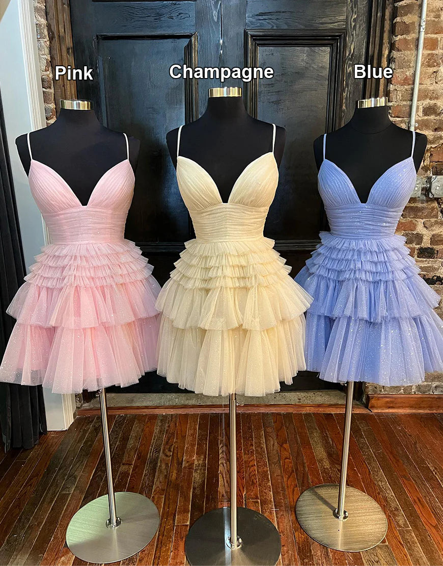 A-line Tiered Short Homecoming Dress