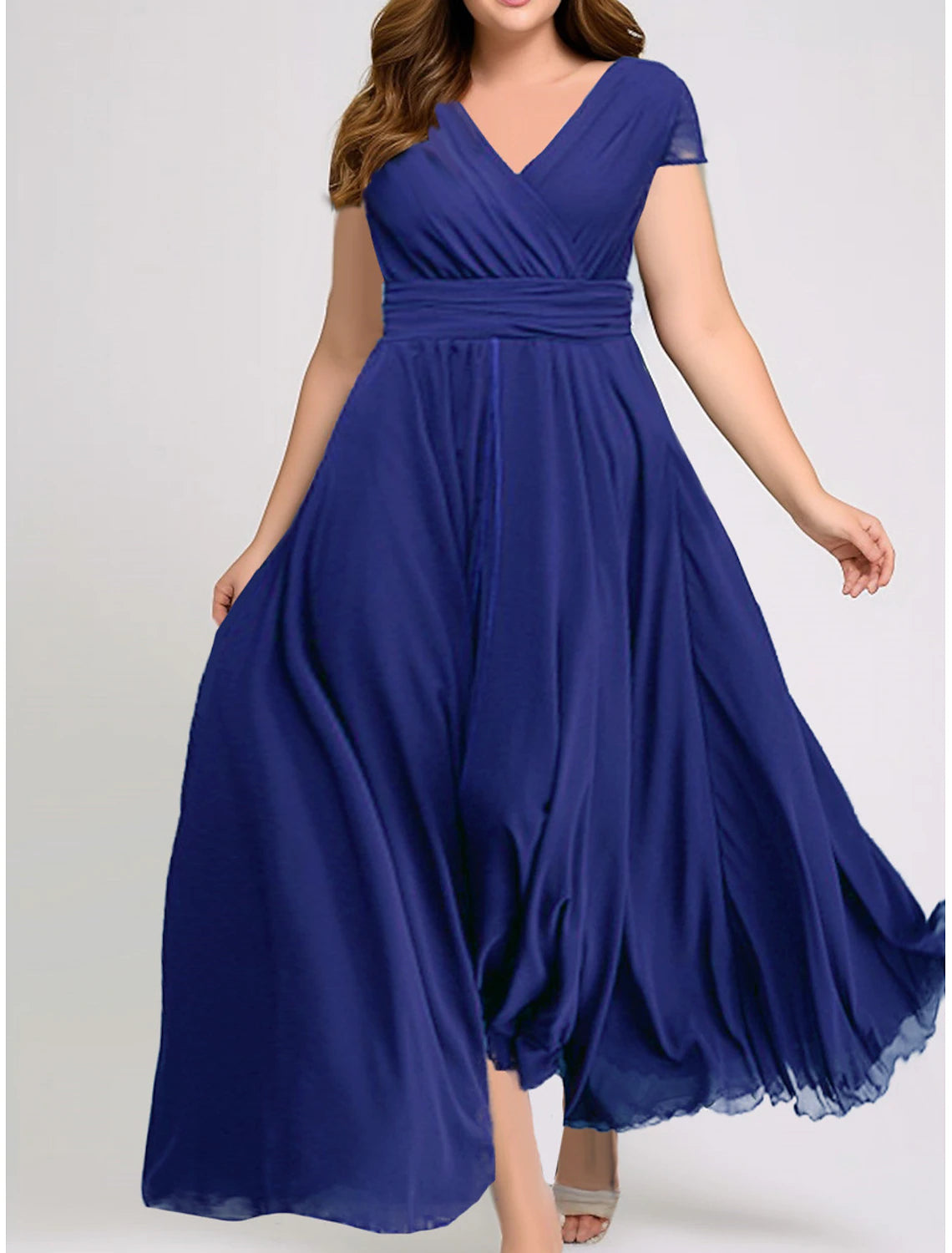 Women's Plus Size Prom Dress Party Dress Ruched V Neck Short Sleeve Vacation Black White Summer Spring