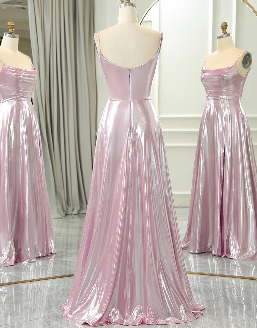 Pink A-line version long slim shoulder ball dress