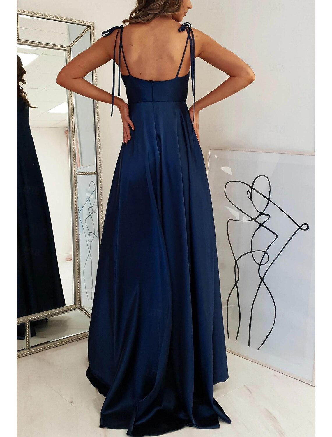 A-Line Wedding Guest Dresses Elegant Dress Formal Prom Floor Length Sleeveless Spaghetti Strap Satin with Ruched Strappy