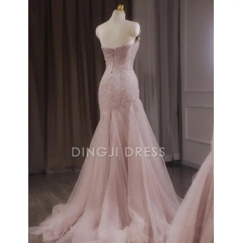 DingJiDress Shiny Tulle Mermaid Spaghetti Strap Sleeveless Fairy Fantastic Prom Dress