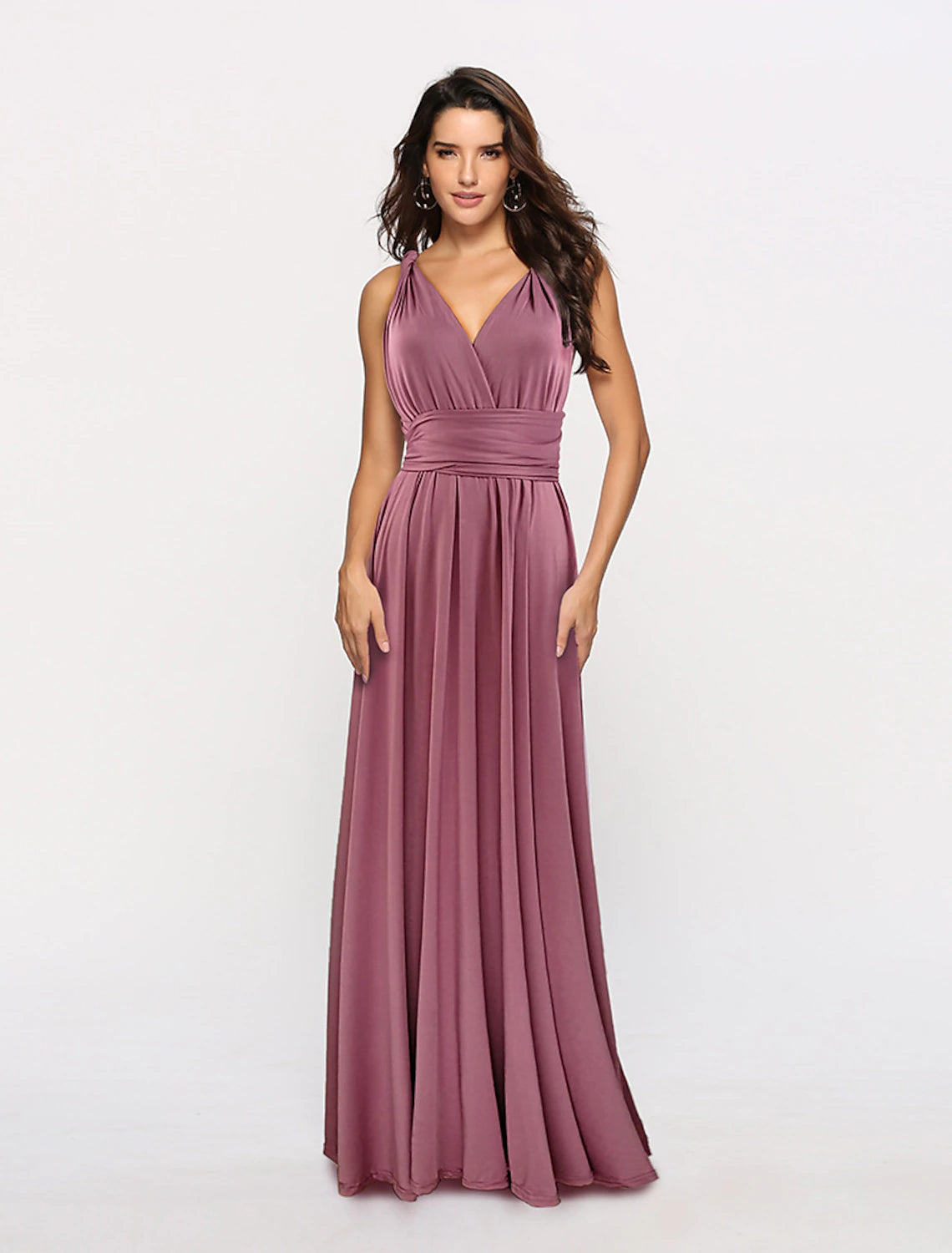 A-Line Party Dress Convertible Holiday Prom Birthday Dress Halter Neck Backless Crisscross Back V Back Sleeveless Floor Length Stretch Satin with Sash Ribbon Pleats dress to impress