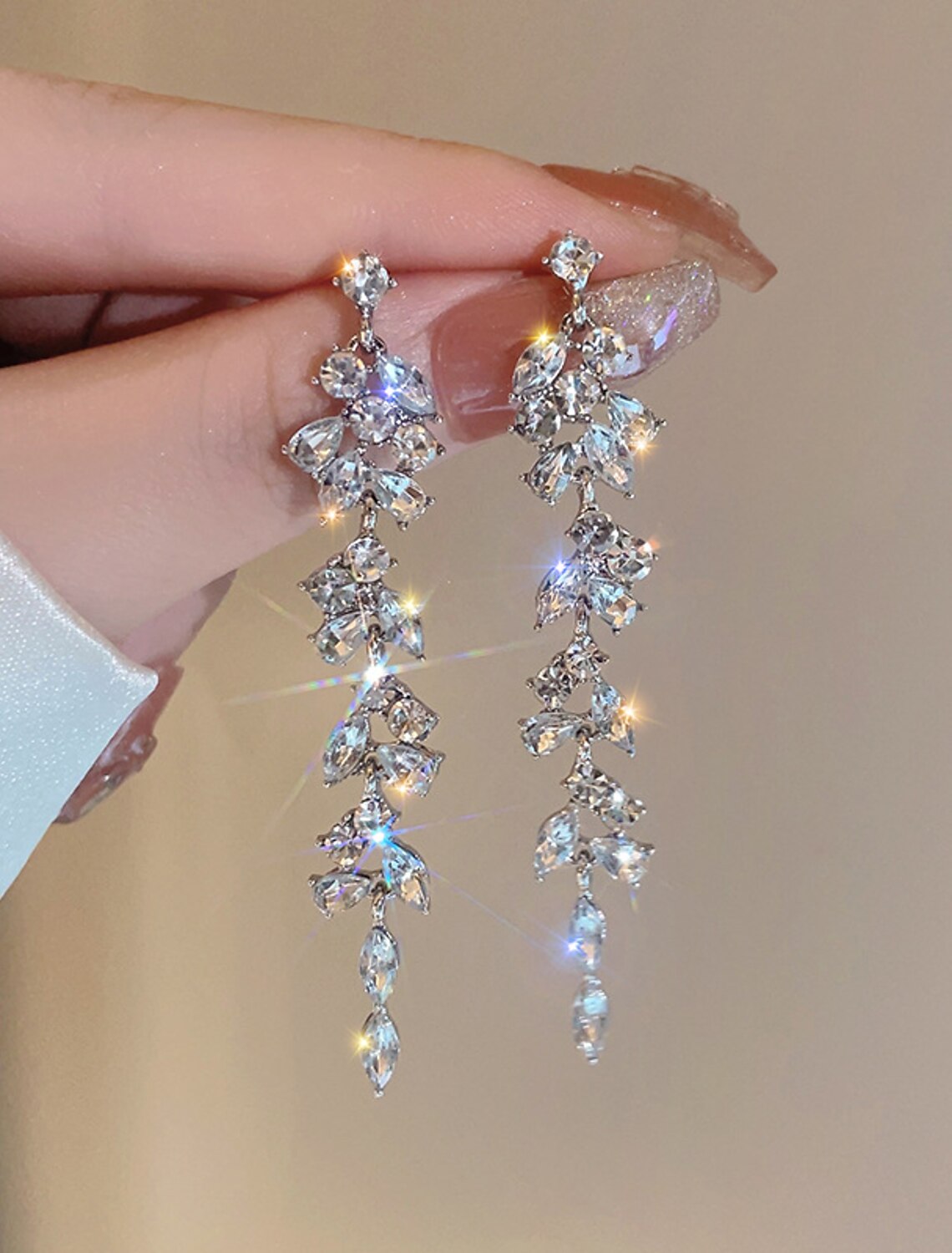 DingJiDress Women's Drop Earrings Jewelry Tassel Fringe Precious Stylish Earrings Jewelry Silver For Wedding Party 1 Pair
